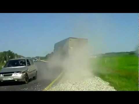 Truck Avoids Head on Crash