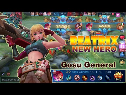 BEATRIX Best Build, Double SAVAGE!! New Hero Beatrix by GOSU GENERAL Gameplay - Mobile Legend