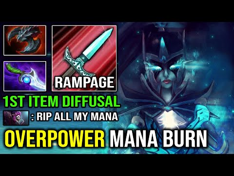 UNLIMITED MANA BURN 1st Item Diffusal | NEW Overpower Phantom Assassin EZ Rampage Dota 2