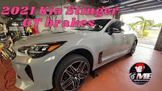 How to replace the brake pads on a Kia Stinger GT. Front and rear.