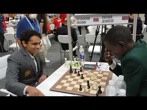 Sasikiran wins the first game of Olympiad 2022! GM Sasikiran (2638) vs Zhemba, (2162)