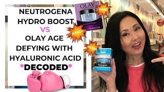 Neutrogena Hydro Boost vs Olay Age Defying Gel   w/ HA DECODED