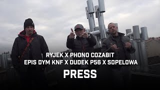 Kadr z teledysku Press tekst piosenki Ryjek x Phono Cozabit feat. Dudek P56, Epis Dym KNF, Sopelowa