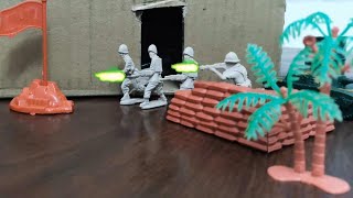 Close-up of fierce gun battle with rifles - Stop motion - Army men