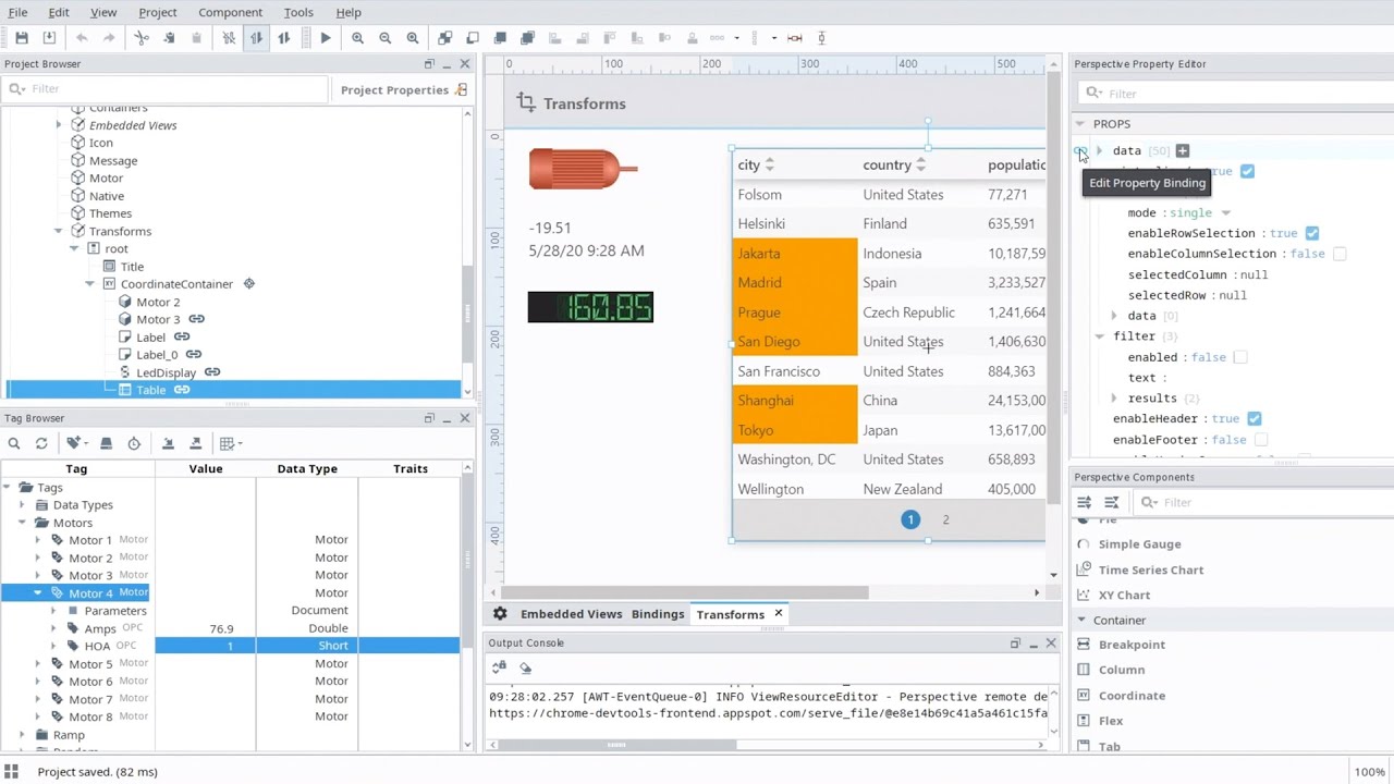 Perspective Data Handling Features