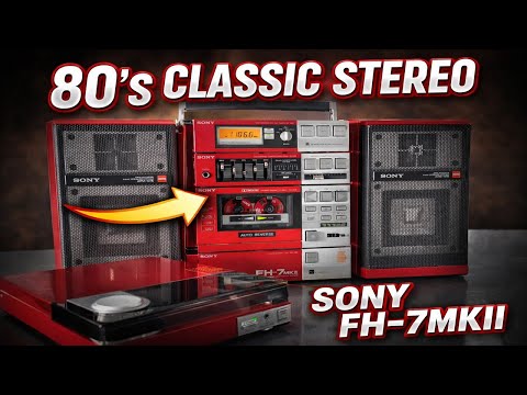 Sony FH-7 + PS-Q7 RED Rarest Vintage Stereo Cassette Turntable System image 8