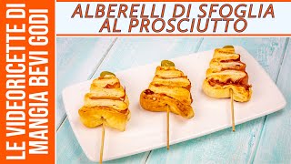 Alberelli di pasta sfoglia al prosciutto
