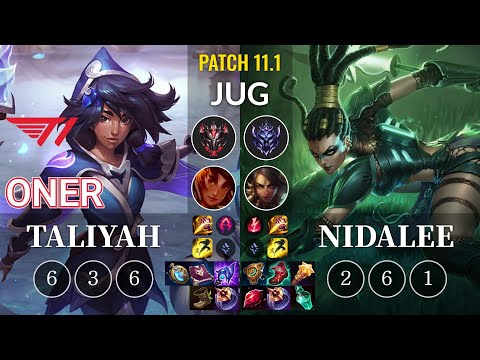 T1 Oner Taliyah vs Nidalee Jungle - KR Patch 11.1