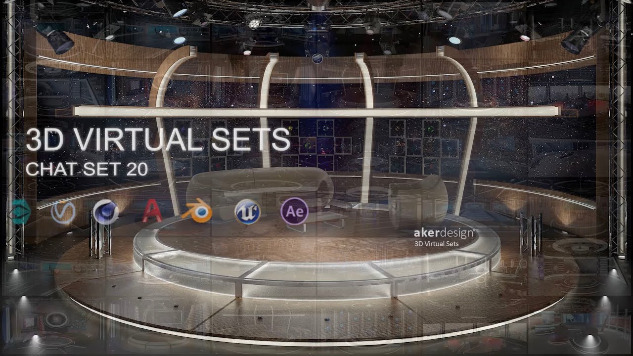 Conjunto de bate-papo do est&uacute;dio de TV virtual 20 Modelo 3D
