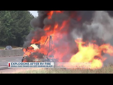 Explosions heard after RV fire