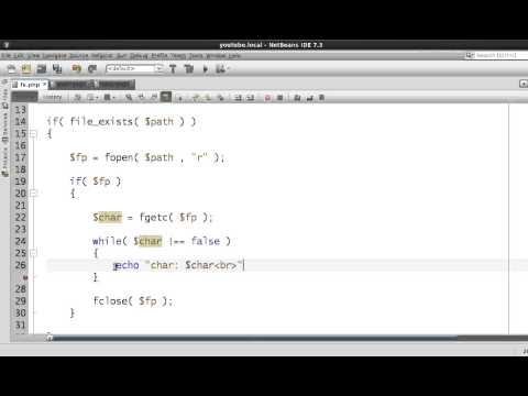 Lesson 11 part 1 PHP File Systems fopen function Reading Single Char using fgetc