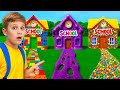 Back To School In 3 CRAZY Schools Slime Vs LEGO Vs Balls