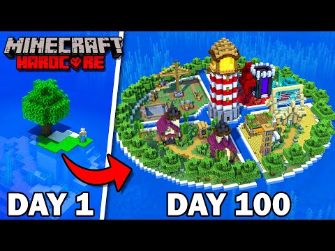 Surviving 100 Days on Deserted Island in Hardcore Minecraft