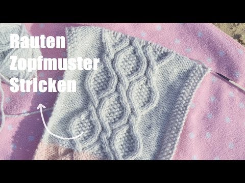 Rauten Zopfmuster stricken lernen | Schal stricken Muster 3