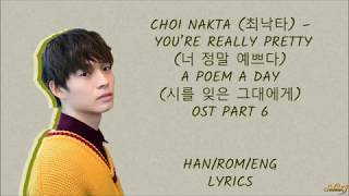 CHOI NAKTA (최낙타)– YOU’RE REALLY PRETTY (너 정말 예쁘다) A POEM A DAY OST PART 6 LYRICS