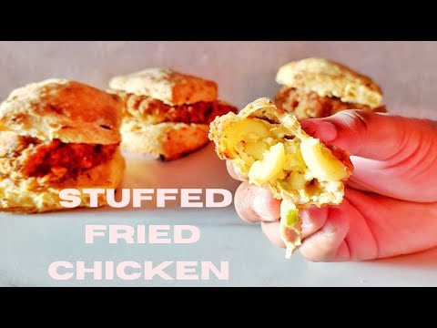 Bajan Macaroni Pie Stuffed Fried Chicken