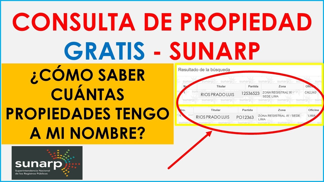 Consulta de Propiedad Sunarp| Consulta GRATIS cuantos Inmuebles tienes a tu nombre.