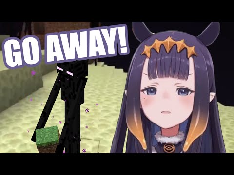 Ina's adorable reaction when Endermen try to steal her house [HololiveEN]