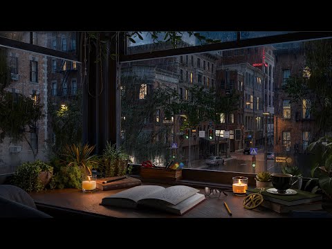 Manhattan Greenwich Village Rain Study Ambience in New York / Rain with Distant Thunderstorm Sounds