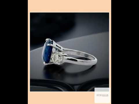 9.84 Ceylon Sapphire and Diamond Platinum Ring (GIA Report)