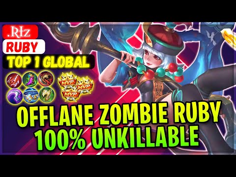 Offlane Zombie Ruby 100% Unkillable [ Top 1 Global Ruby ] .ʀɪᴢ - Mobile Legends Gameplay And Build