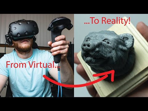From Virtual... To Reality! Sculpting a Bear Head in VR (Virtual Reality) - Kodon