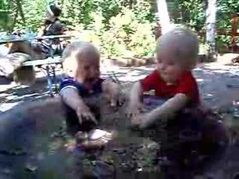 Herman och Ville i fågelbadet