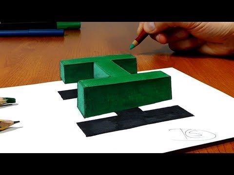 Try to do 3D Trick Art on Paper, floating letter H