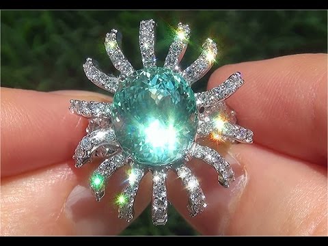 GIA Certified VVS Natural Copper Bearing Paraiba Tourmaline Diamond PLATINUM Estate Ring - C856