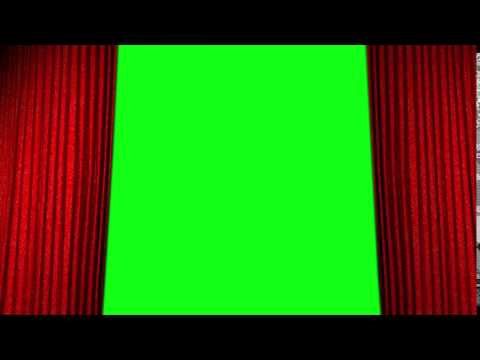 Stage / cinema curtain opening with green screen