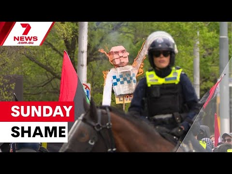 Riot police pelted with rocks and shards of glass | 7NEWS