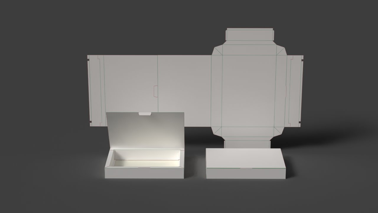 A cardboard tray with a wide rim and a lid The packaging can be opened closed and disassembled 3D Model