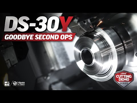 Say Goodbye To 2nd Ops! Haas DS-30Y Dual-Spindle Live Tooling Cutting Demo - Haas Automation, Inc.
