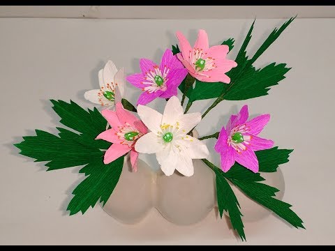 How to make Crepe Paper flowers Wood Anemone / Anemone Nemorosa ( flower # 228)