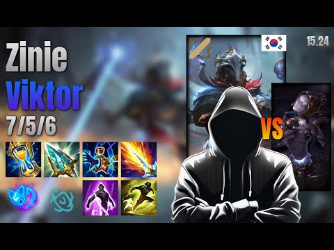Zinie Mid Viktor vs Orianna lol KR solo rank Full Game 15.24 | Zinie 빅토르 vs 오리아나