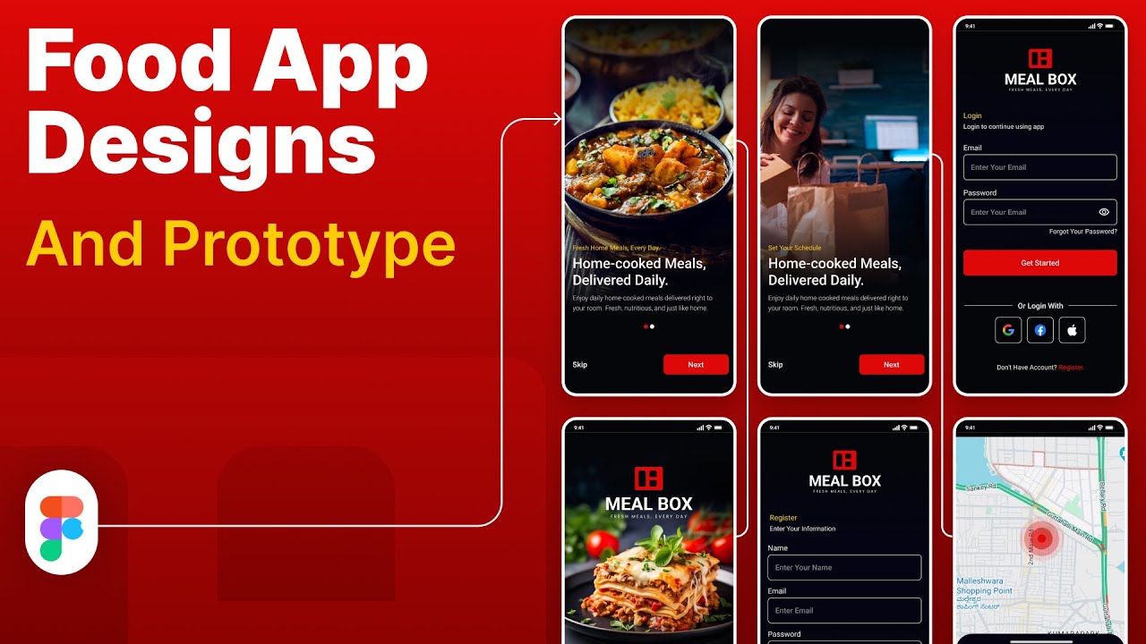 Modern Food Delivery App UI Design in Figma | Food App Prototype (Meal Box)