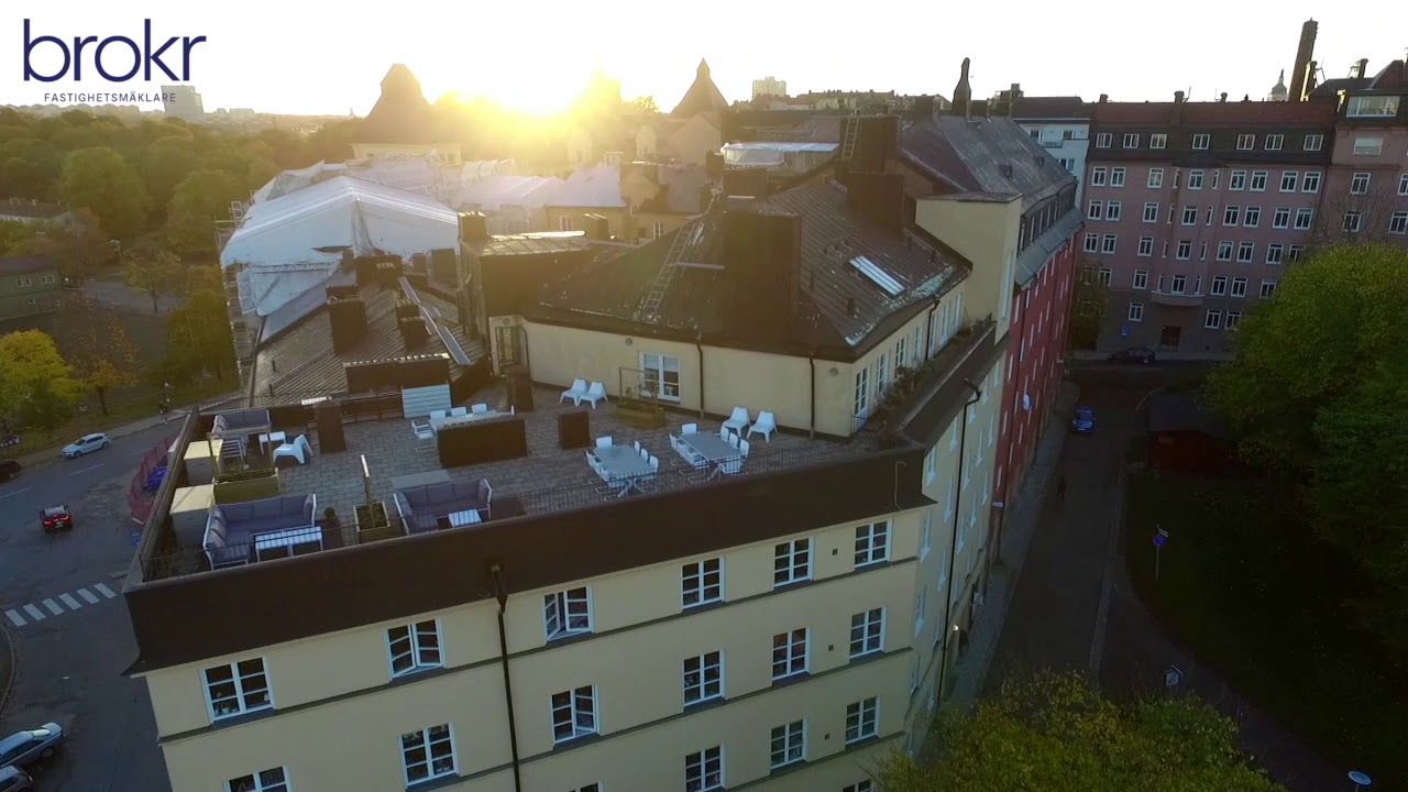 Flygfilm med drönare åt mäklare på Södermalm, Stockholm