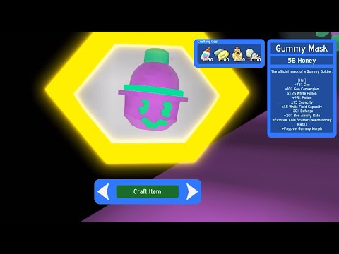 I got Gummy mask in Bee Swarm Simulator