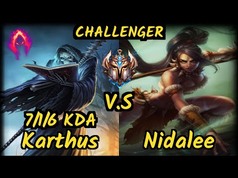 VEG AHaHaCiK (KARTHUS) vs NIDALEE - 7/1/6 KDA JUNGLE CHALLENGER GAMEPLAY - EUW