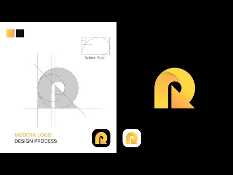 Modern R Letter Logo Design Process With Golden Circles | Adobe Illustrator Tutorials