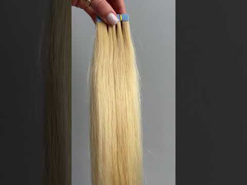 Волосся для стрічкового нарощування, 45 см, пряме, 20 пасм, світлий блонд (613) video