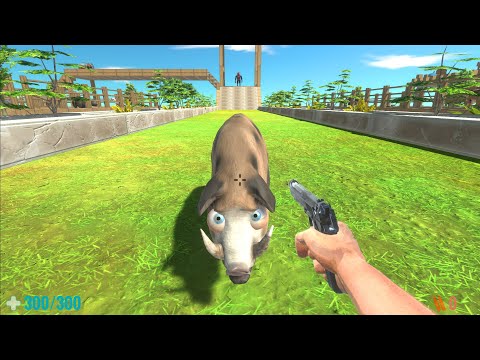 FPS Avatar with all weapons in battle with angry units - Animal Revolt Battle Simulator