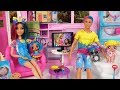 Barbie Doll LOL Splatters Family Evening Routine Playdate with Baby Goldie