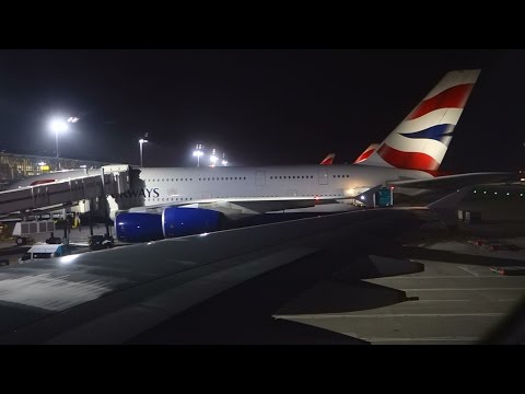 A380 British Airways Cabin Crew announcement after landing Heathrow