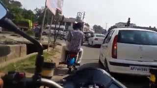 preview picture of video 'Superbike on busy roads in India.'