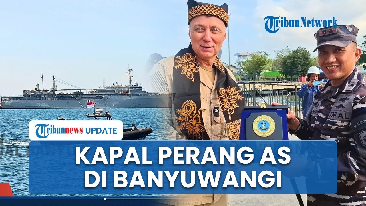 Penampakan Kapal Perang AS USS Frank Cable Bersandar di Banyuwangi, Disambut Komandan TNI AL
