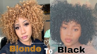 Blonde To Black| Dying My Hair Jet Black🖤