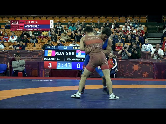 174 | 92 | U23 GR 55kg | Repechage | DELEANU Artiom (MDA) | KOLOMPAR Sebastian (SRB)