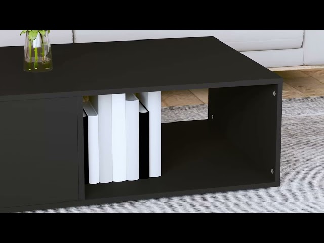 Video teaser per 806904 vidaXL Coffee Table Black 90x67x33 cm Engineered Wood