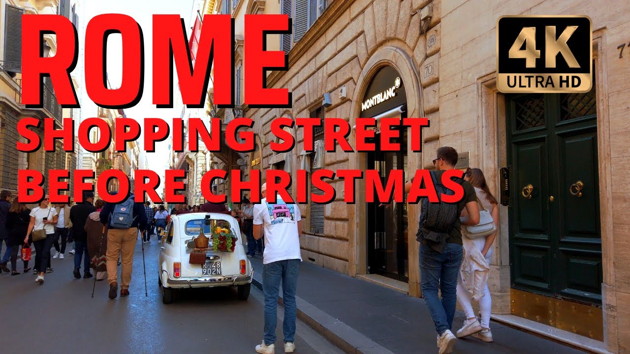 Watch Now Rome Italy - Walking tour - Shopping street before Christmas. Rome Italy - Walking tour - Shopping street before Christmas.